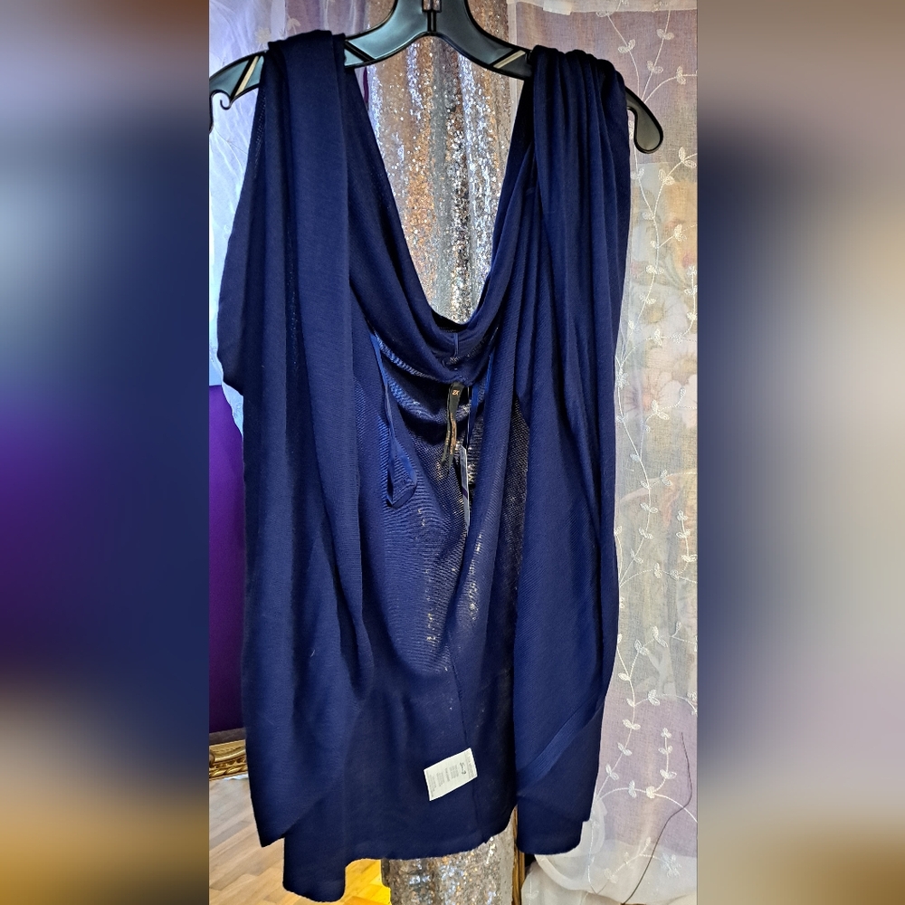 Melissa McCarthy Bright Blue Sweater Open Front Jacket. 2X